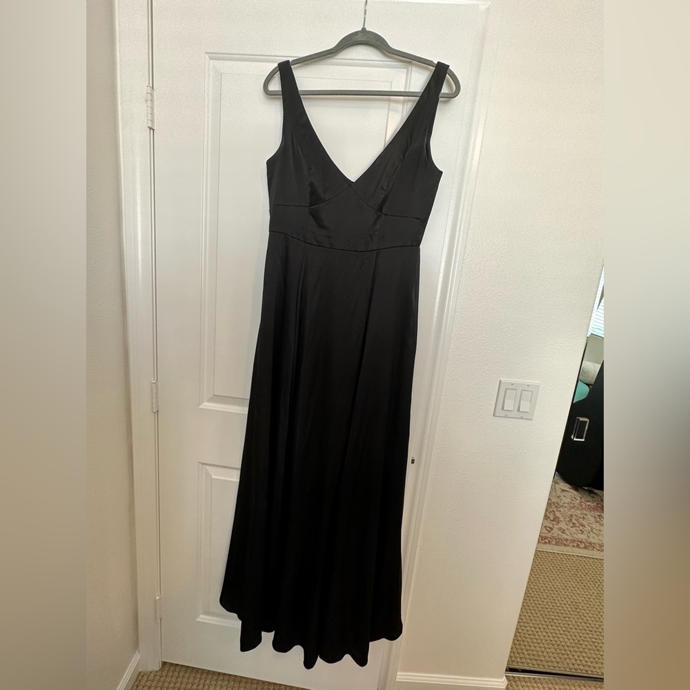 David’s Bridal Black Satin Bridesmaids Dress